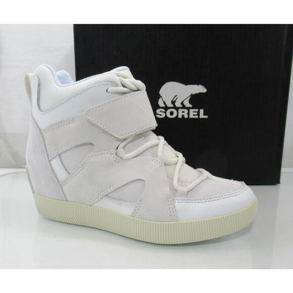 Sorel Out N About Sport Wedge Booties Lace Up Sneakers White / Sea Salt Size 7 - Picture 1 of 6